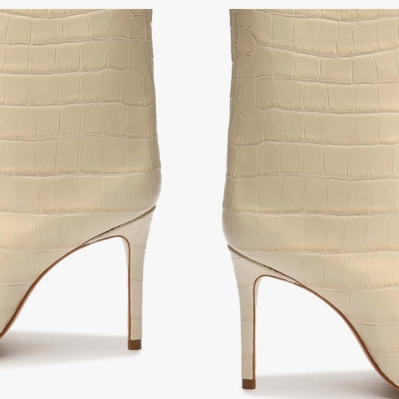 SCHUTZ Cream Heeled Boots with Croc-Embossed Texture - Picture 4 of 11